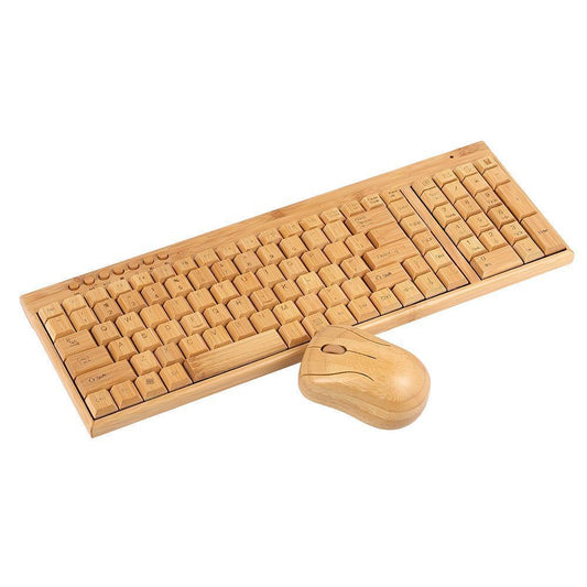 Bamboo Wireless Keyboard & Mouse Combo – Eco-Friendly, Ergonomic Design, USB Connectivity