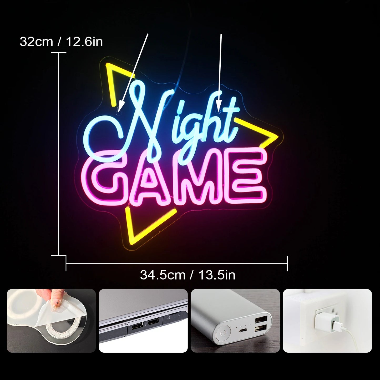 Game Room Neon Sign LED Wall Decor USB Powered Acrylic For Gaming Lighting Bedroom Bedside Wall Decor Gamer Party Birthday Gift