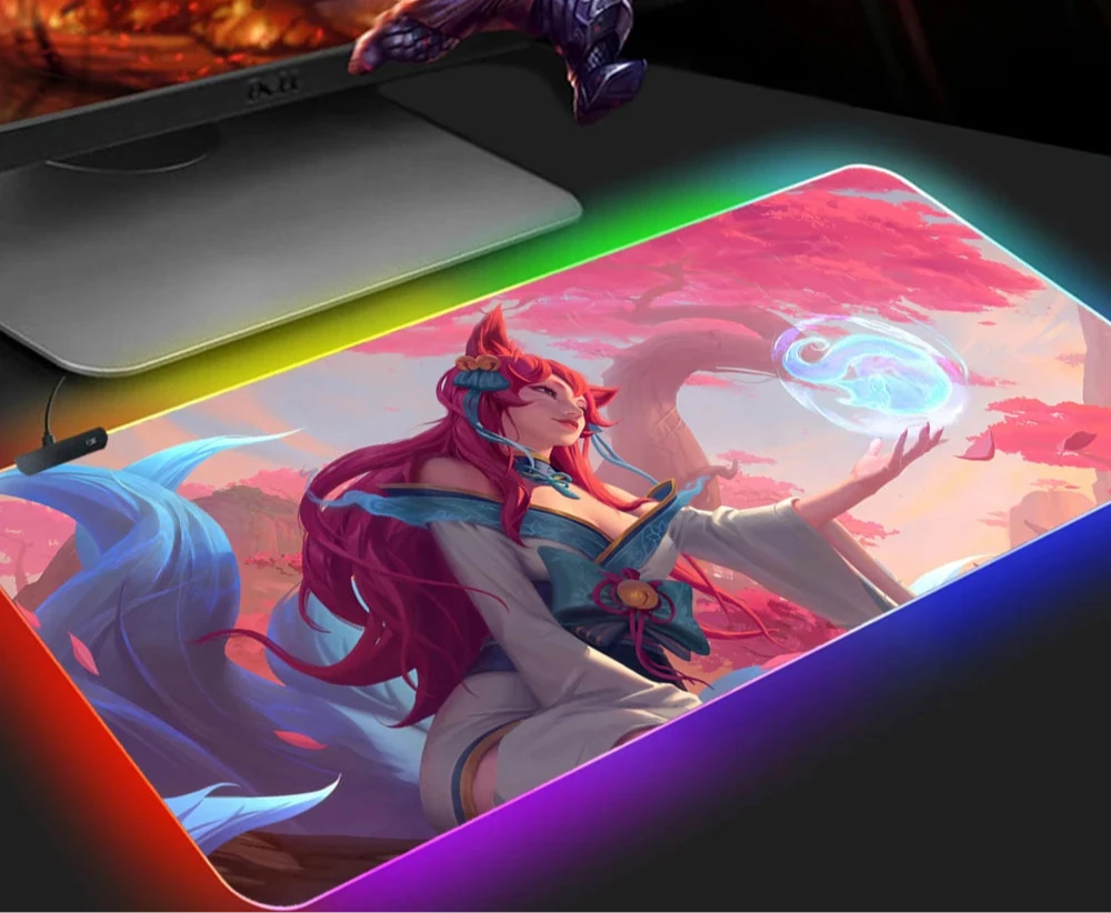 KDA Ahri RGB Gaming Mouse Pad - LED Backlit Mat (300 x 350 x 4mm)