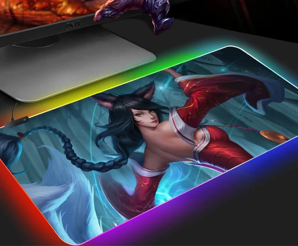 KDA Ahri RGB Gaming Mouse Pad - LED Backlit Mat (300 x 350 x 4mm)