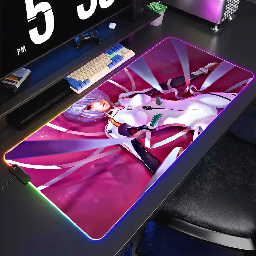 Rei Ayanami Neon Genesis Evangelion XXL RGB Gaming Mouse Pad - LED Gamer Floor Mat