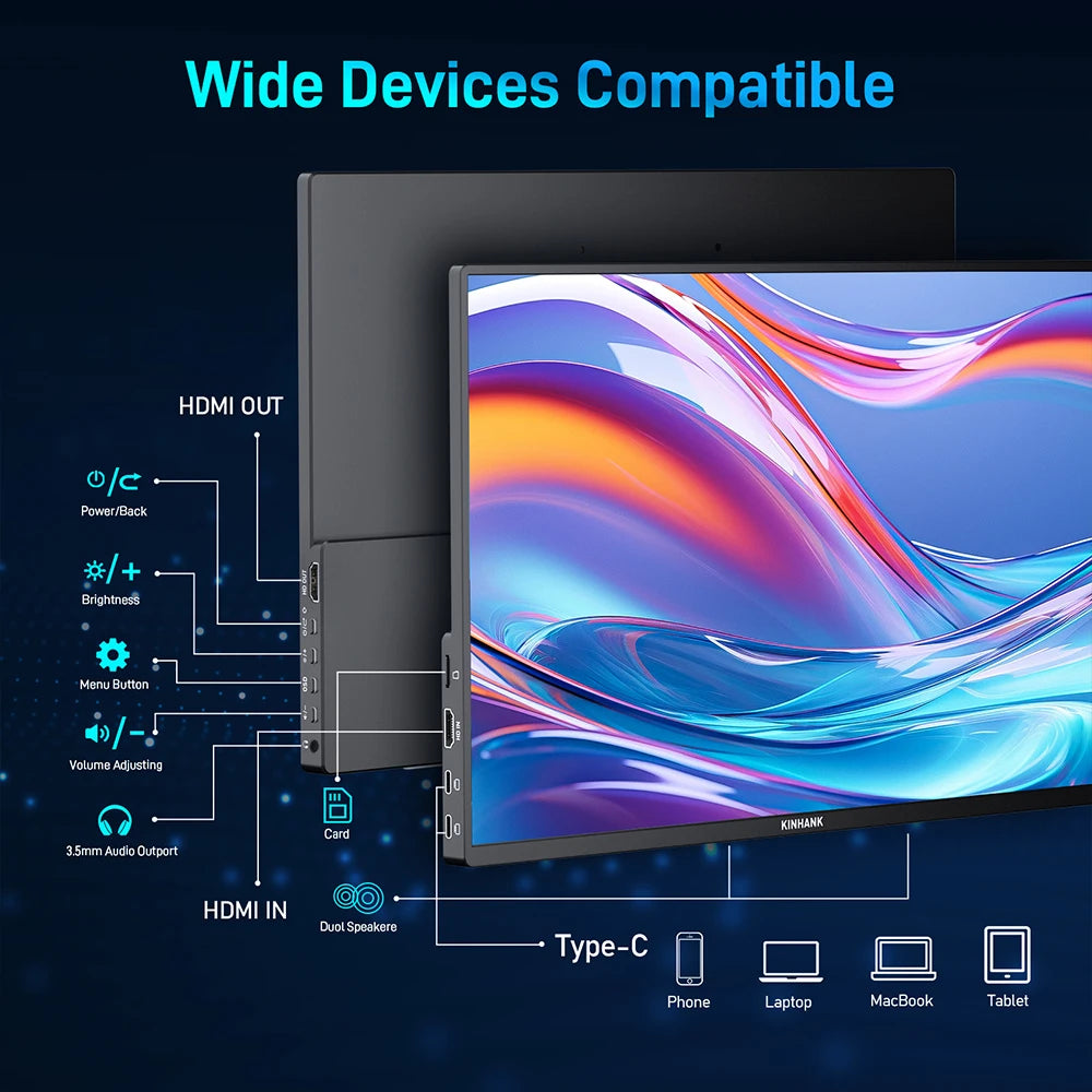 16" 2.5K Portable Monitor - HDR10, 144Hz, USB-C, HDMI, Google TV OS