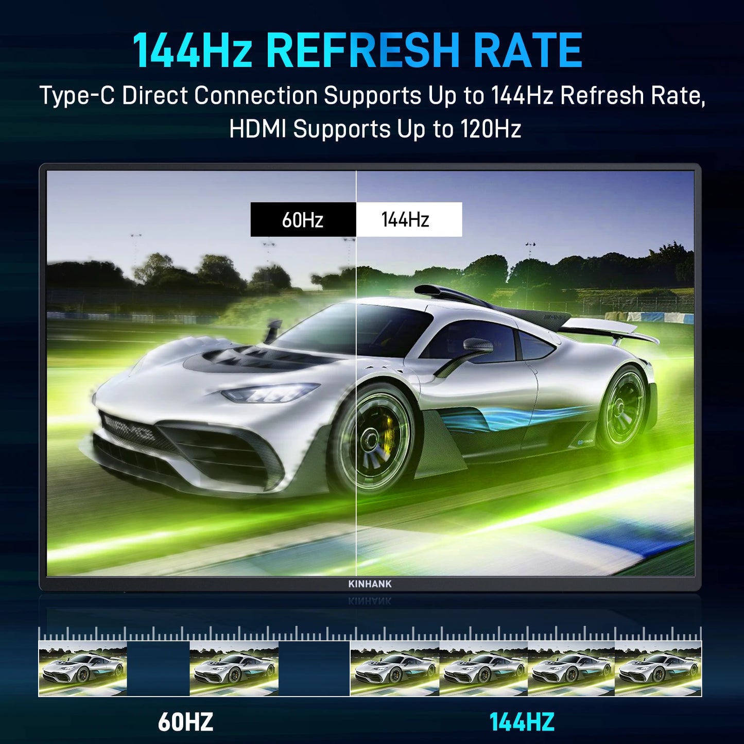 16" 2.5K Portable Monitor - HDR10, 144Hz, USB-C, HDMI, Google TV OS