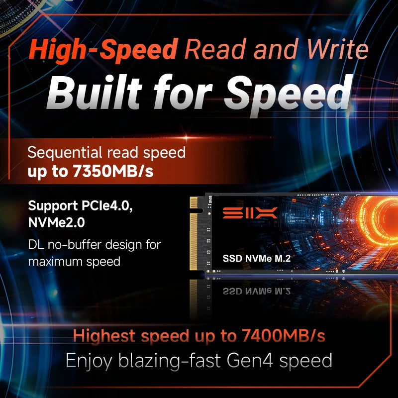 SIX PCIe 4.0 NVMe M.2 SSD – 1TB/2TB/4TB, 7350MB/s Read, PS5 & Gaming PC Compatible, 5-Year Warranty