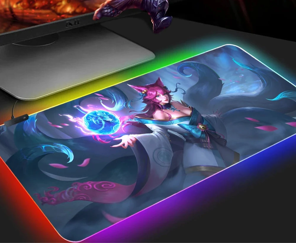 KDA Ahri RGB Gaming Mouse Pad - LED Backlit Mat (300 x 350 x 4mm)
