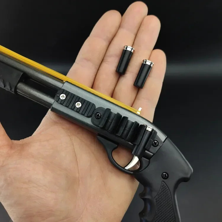 Mini Alloy Rubber Band Rifle Sprayer 8 Bursts Rubber Toy Gun Miniature Pistol Model Ornaments Toy Gun For Boys Chrismas gift