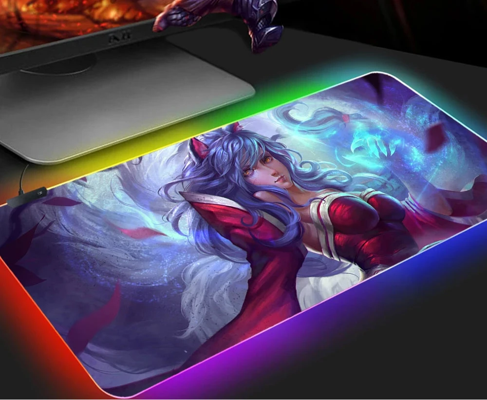 KDA Ahri RGB Gaming Mouse Pad - LED Backlit Mat (300 x 350 x 4mm)