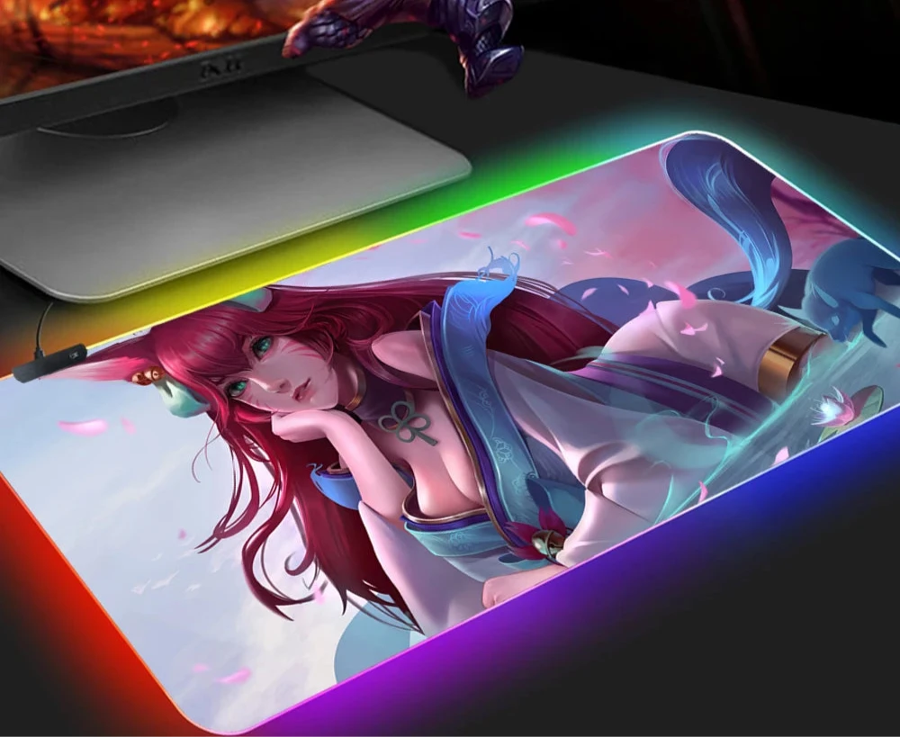 KDA Ahri RGB Gaming Mouse Pad - LED Backlit Mat (300 x 350 x 4mm)