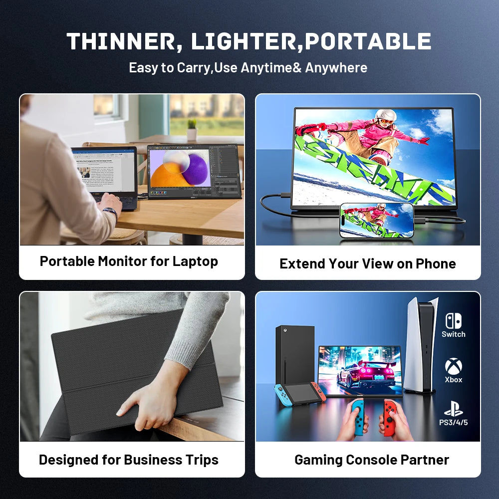 16" 2.5K Portable Monitor - HDR10, 144Hz, USB-C, HDMI, Google TV OS