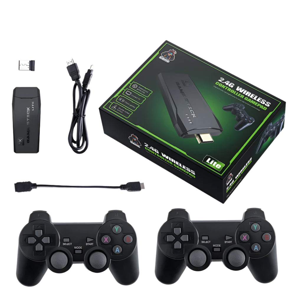 Video Game Stick Lite 4K HD Retro Console with 64GB & Dual Wireless Controllers – 10,000+ Classic Games