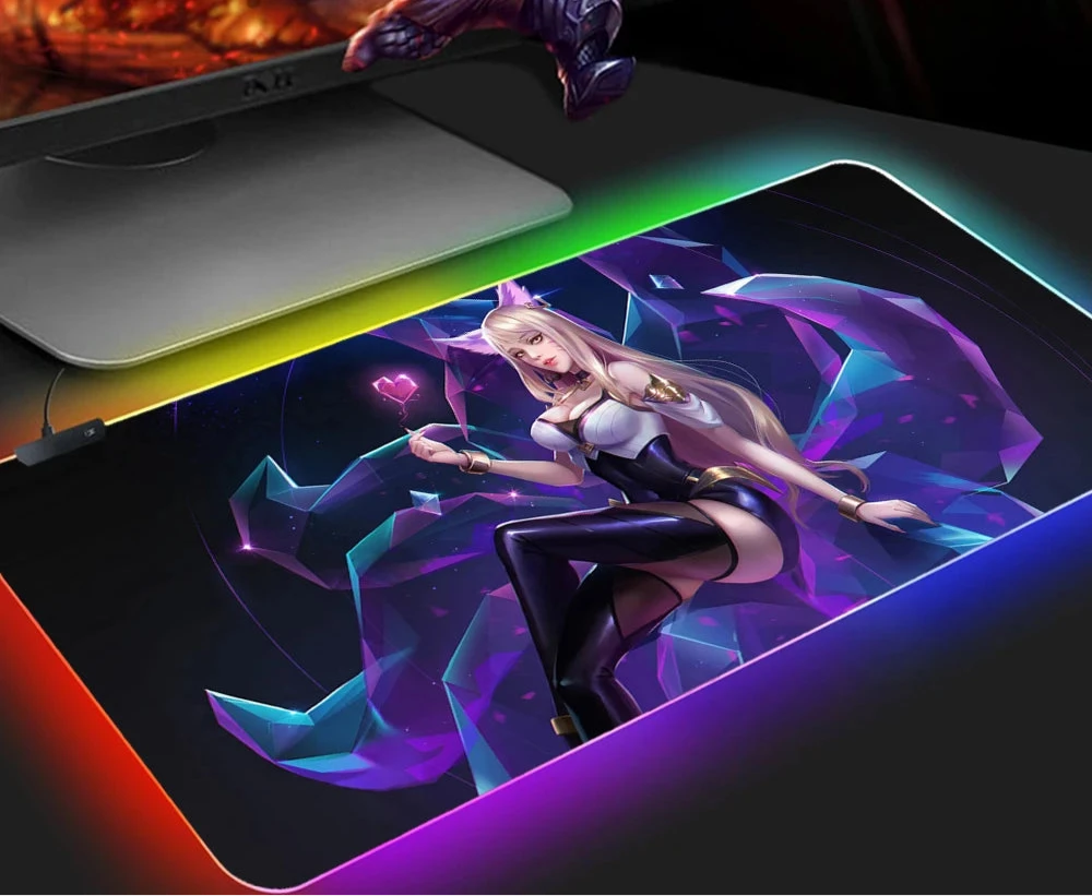 KDA Ahri RGB Gaming Mouse Pad - LED Backlit Mat (300 x 350 x 4mm)