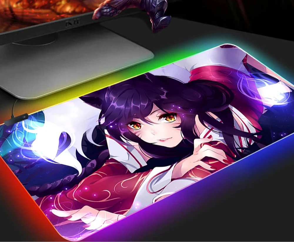 KDA Ahri RGB Gaming Mouse Pad - LED Backlit Mat (300 x 350 x 4mm)