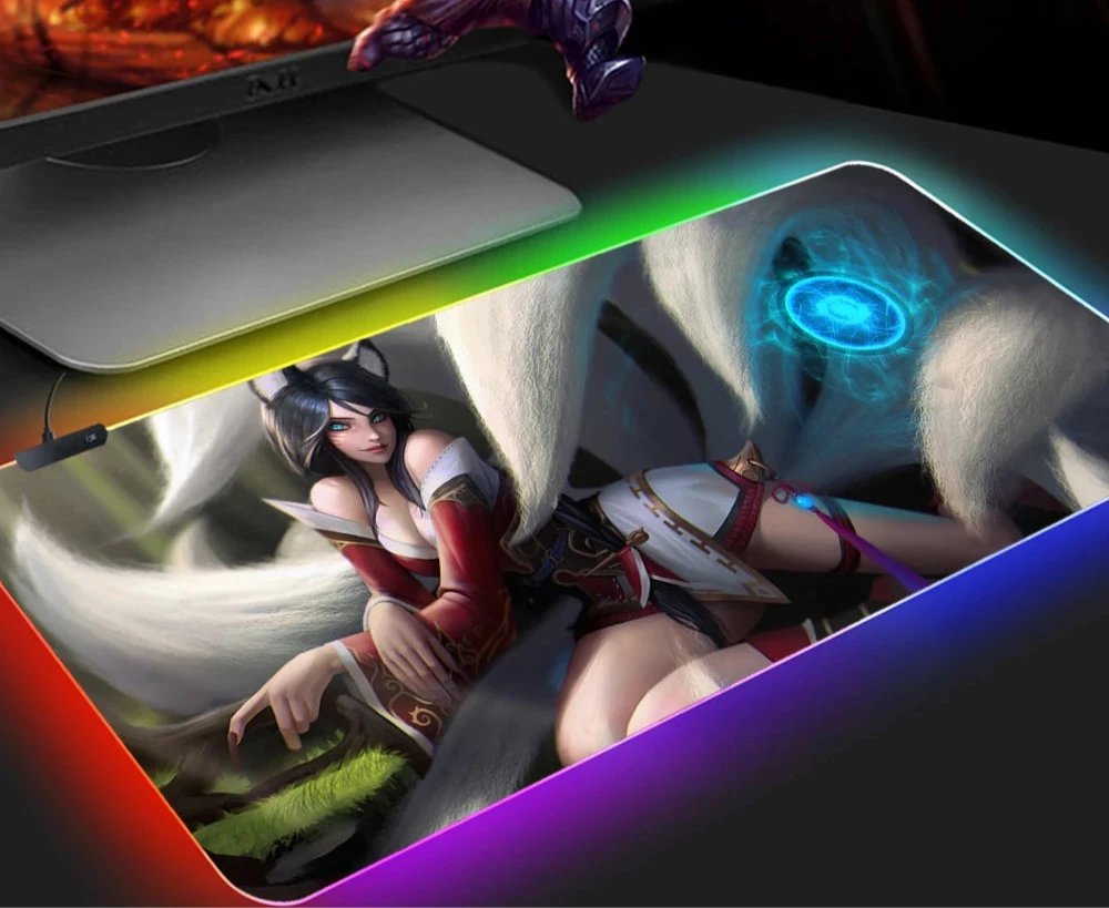 KDA Ahri RGB Gaming Mouse Pad - LED Backlit Mat (300 x 350 x 4mm)