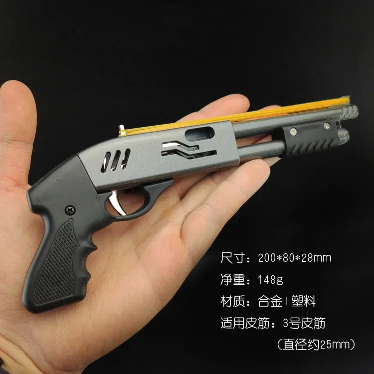 Mini Alloy Rubber Band Rifle Sprayer 8 Bursts Rubber Toy Gun Miniature Pistol Model Ornaments Toy Gun For Boys Chrismas gift