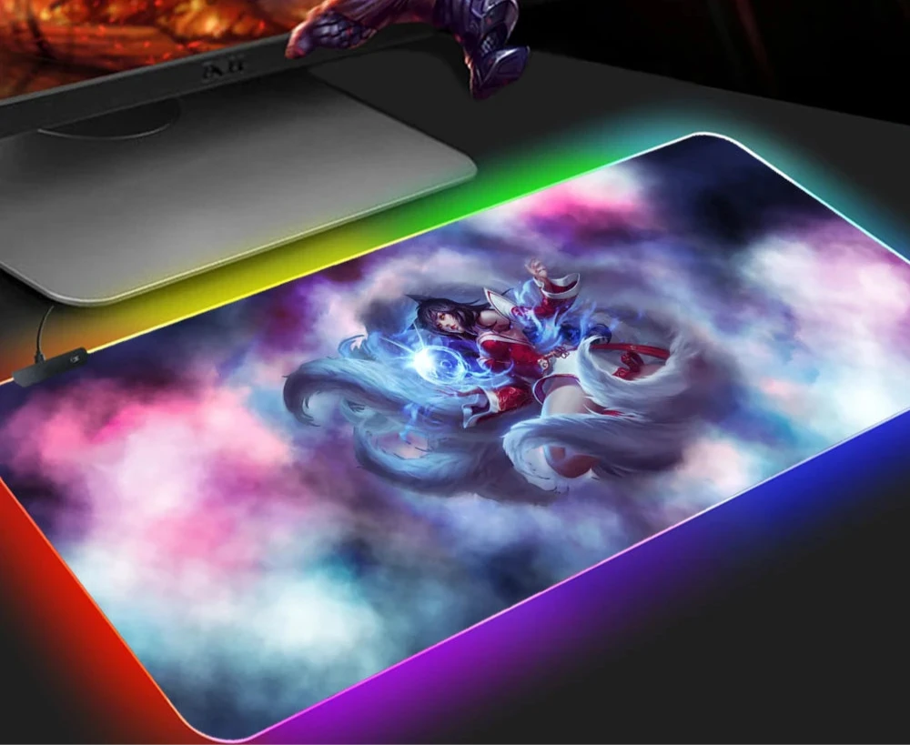KDA Ahri RGB Gaming Mouse Pad - LED Backlit Mat (300 x 350 x 4mm)