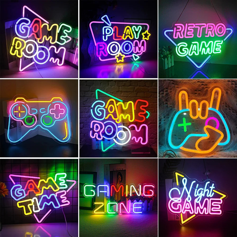 Game Room Neon Sign LED Wall Decor USB Powered Acrylic For Gaming Lighting Bedroom Bedside Wall Decor Gamer Party Birthday Gift