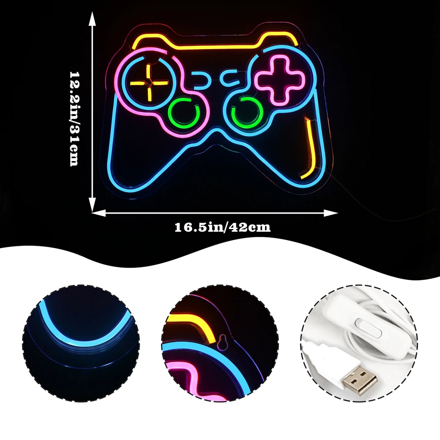 Game Room Neon Sign LED Wall Decor USB Powered Acrylic For Gaming Lighting Bedroom Bedside Wall Decor Gamer Party Birthday Gift
