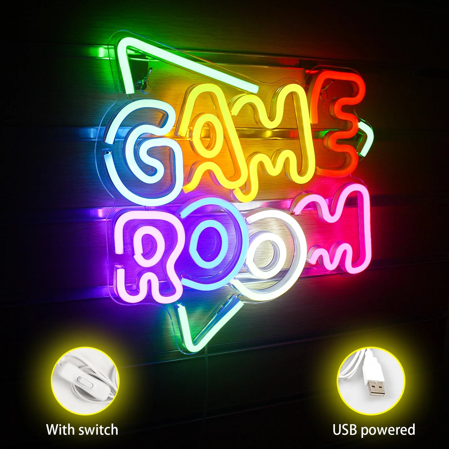 Game Room Neon Sign LED Wall Decor USB Powered Acrylic For Gaming Lighting Bedroom Bedside Wall Decor Gamer Party Birthday Gift