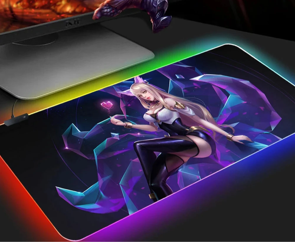 KDA Ahri RGB Gaming Mouse Pad - LED Backlit Mat (300 x 350 x 4mm)