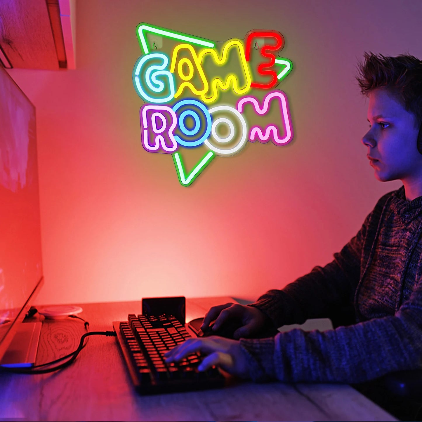 Game Room Neon Sign LED Wall Decor USB Powered Acrylic For Gaming Lighting Bedroom Bedside Wall Decor Gamer Party Birthday Gift