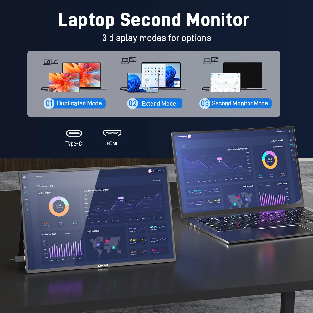 16" 2.5K Portable Monitor - HDR10, 144Hz, USB-C, HDMI, Google TV OS