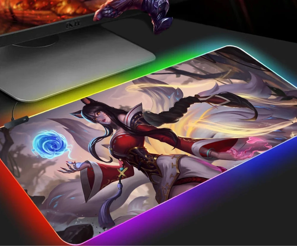KDA Ahri RGB Gaming Mouse Pad - LED Backlit Mat (300 x 350 x 4mm)
