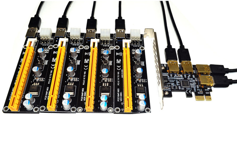 PCI-E to PCI-E Adapter Card – 1 to 4 X1 to 4 PCI-E Graphics Slot Expansion