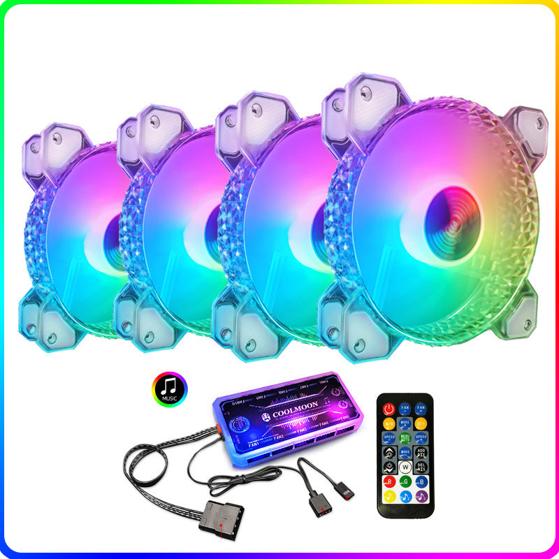 Cool Diamond Rgb Fan 12Cm Silent Diamond Aperture Computer Magic Argb Motherboard Synchronous Chassis Fan