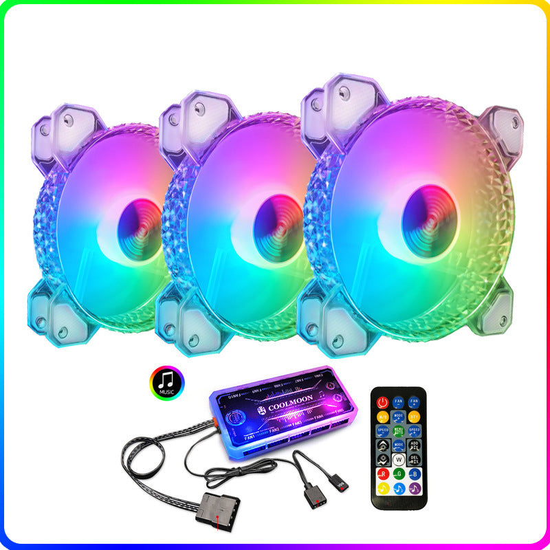 Cool Diamond Rgb Fan 12Cm Silent Diamond Aperture Computer Magic Argb Motherboard Synchronous Chassis Fan