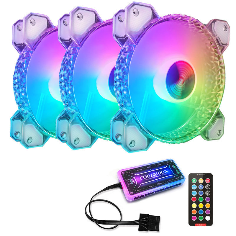 Cool Diamond Rgb Fan 12Cm Silent Diamond Aperture Computer Magic Argb Motherboard Synchronous Chassis Fan