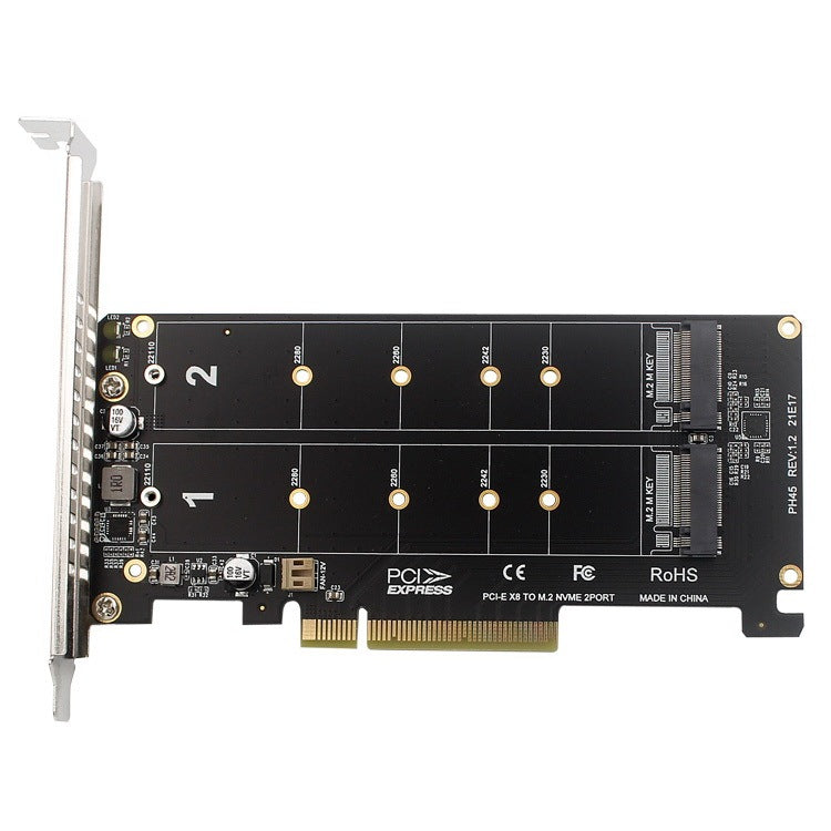 Pciex8 Dual Disk Nvme M.2 Mkey SSD RAID Array Expansion Adapter Motherboard PCIe Split Card