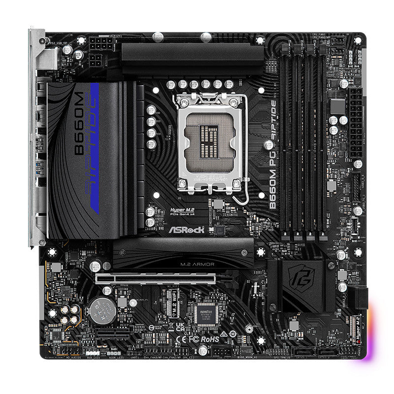 B660M PG Combat Board Riptide Gaming Motherboard – DDR4, LGA1700, M-ATX