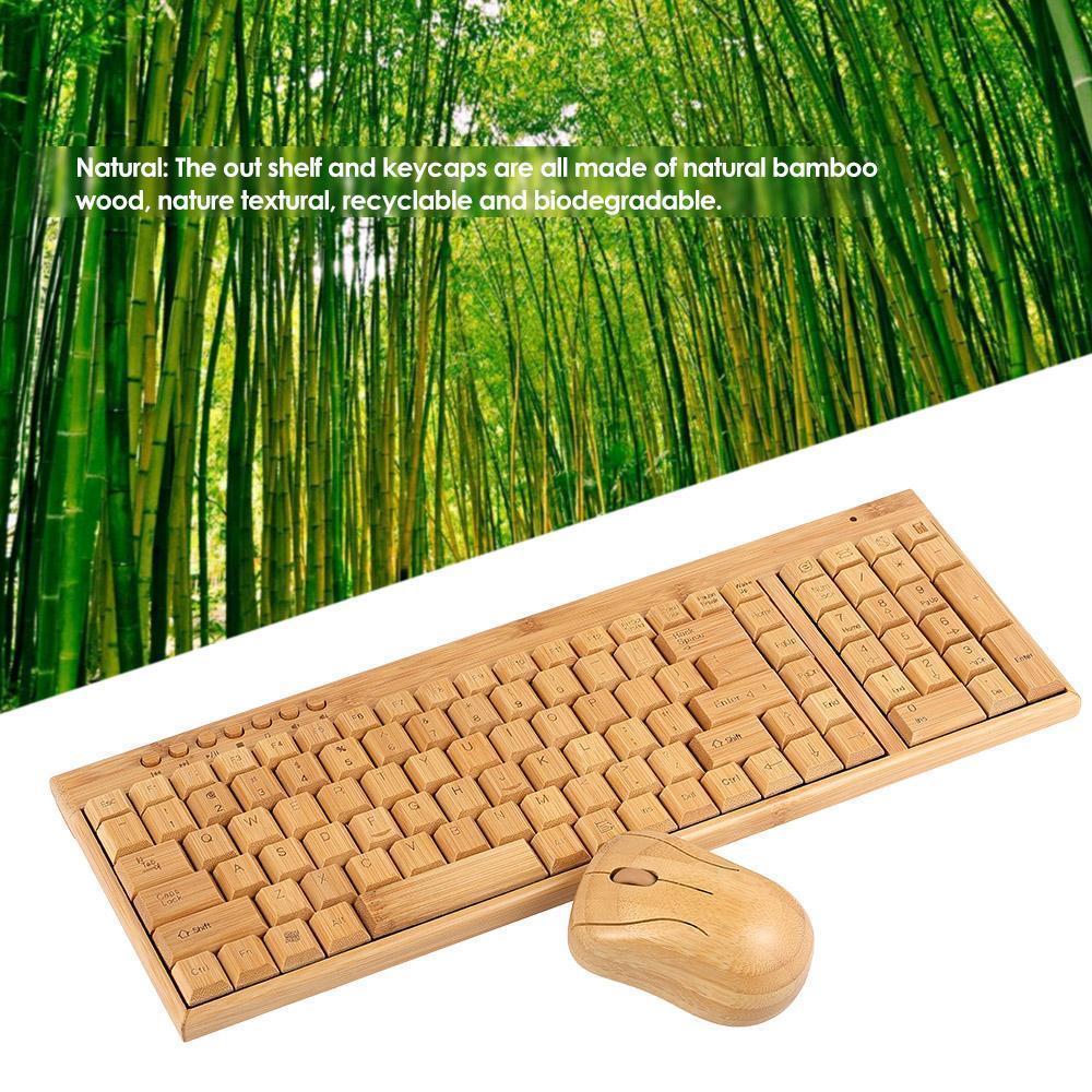 Bamboo Wireless Keyboard &amp; Mouse Combo – Eco-Friendly, Ergonomic Design, USB Connectivity