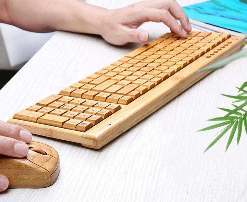 Bamboo Wireless Keyboard &amp; Mouse Combo – Eco-Friendly, Ergonomic Design, USB Connectivity