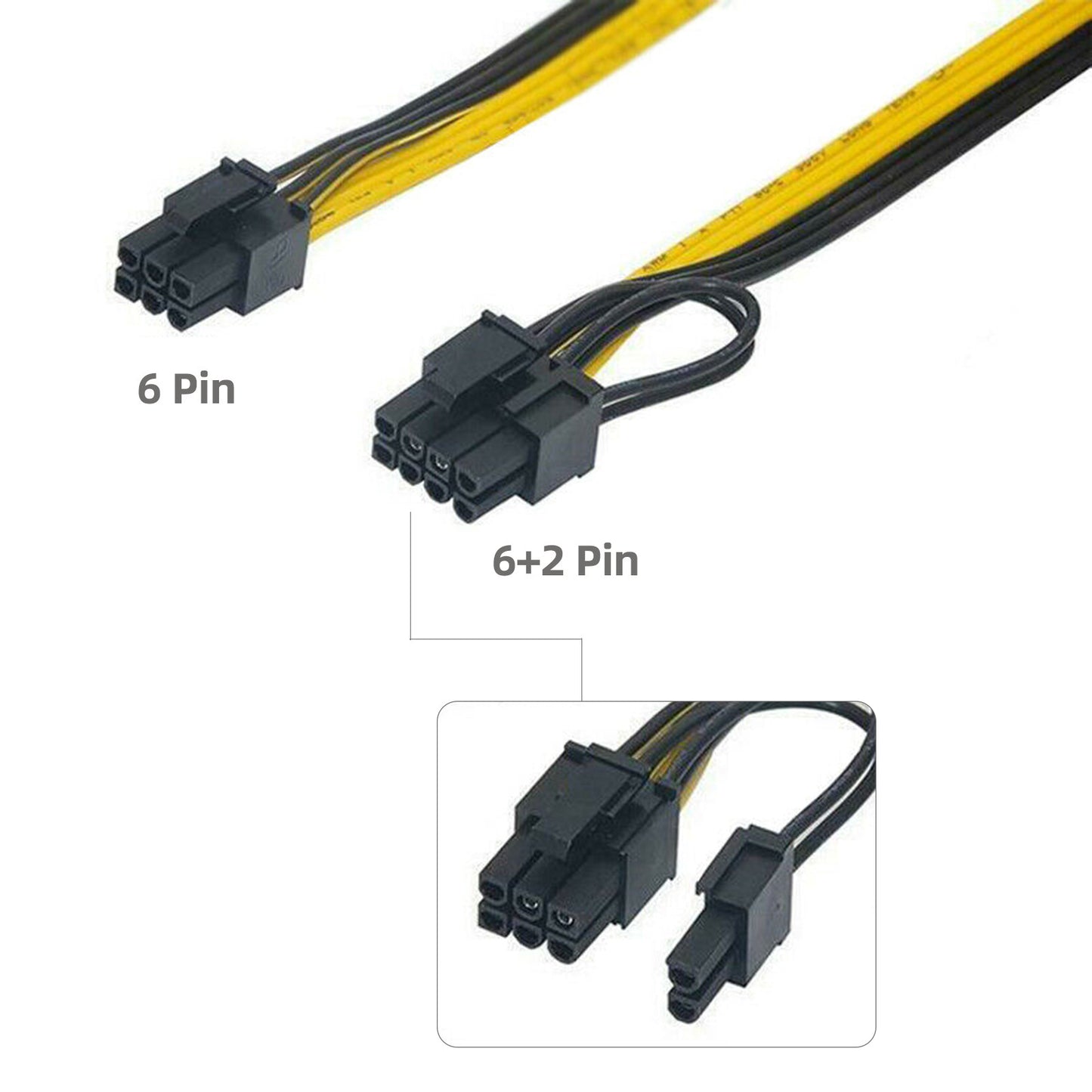 6-Pin to Dual 8-Pin Graphics Card Power Supply Cable - Durable Connection Cord