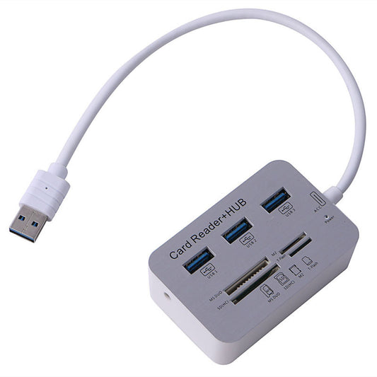 USB 3.0 Combo Hub - 4-Port High-Speed Splitter with Card Reader