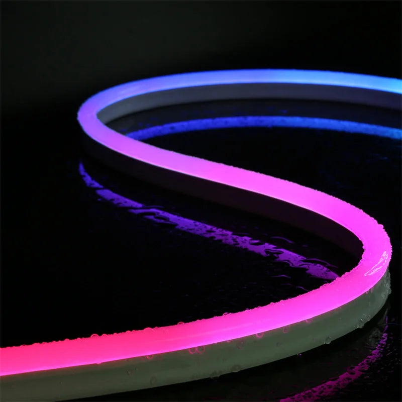 TUYA Neon LED Strip Lights 12-24V 84LEDs/M Silicone Neon Rope Light with Music Sync RGBIC Dreamcolor Chasing Strip Tape for Room