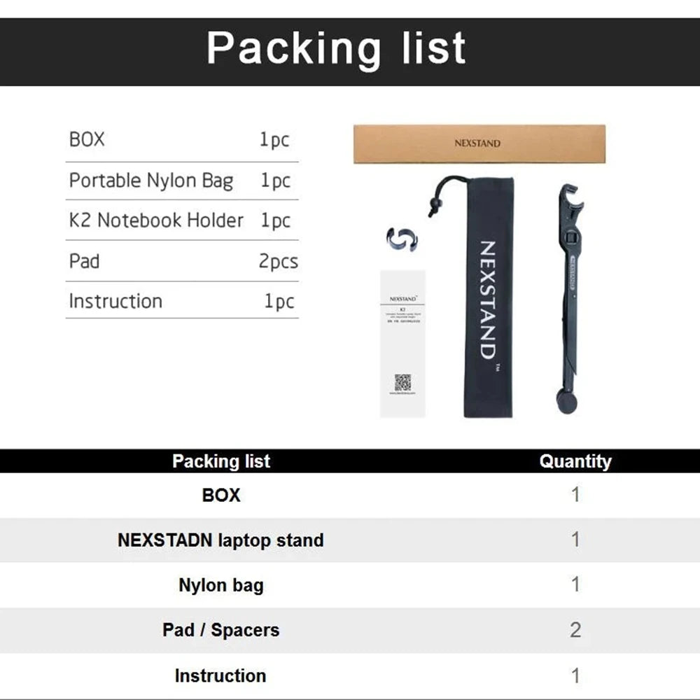 NEXSTAND K2 Portable Laptop Stand – Folding, Adjustable Height, Ergonomic Notebook Holder for MacBook & Laptops