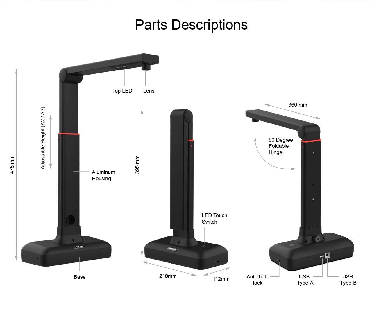 VIISAN S21 A2/A3 Large Format Book & Document Scanner - 23MP High-Resolution