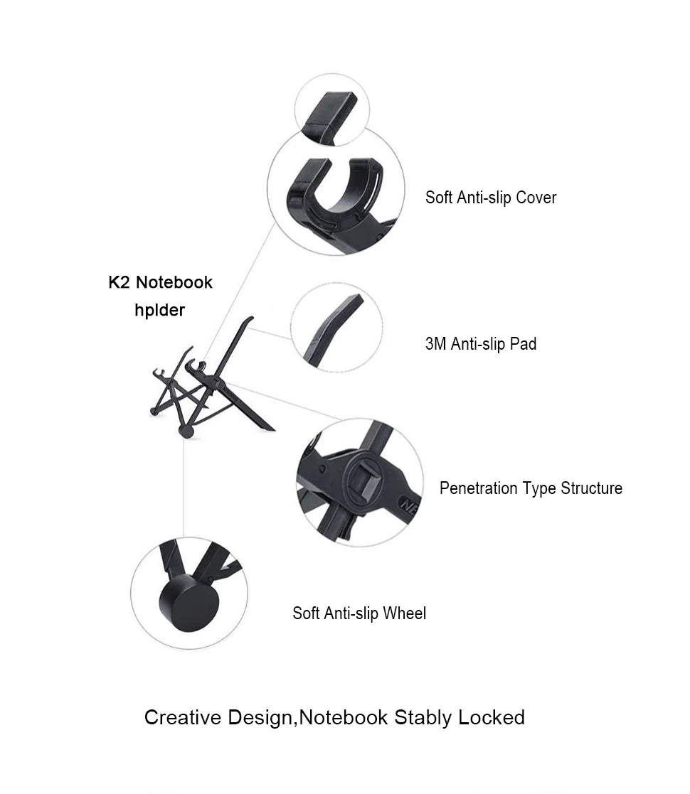 NEXSTAND K2 Portable Laptop Stand – Folding, Adjustable Height, Ergonomic Notebook Holder for MacBook & Laptops