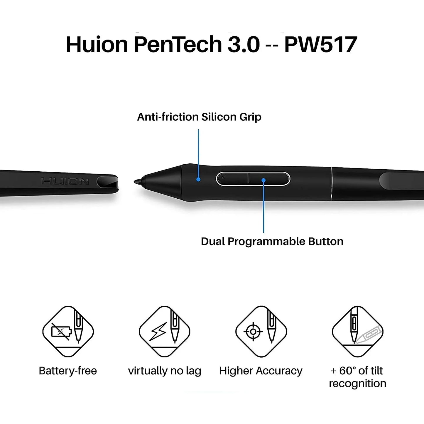 Wireless Graphics Tablet Huion KD200 Keydial Drawing Tablet 8.9*5.6 inch with Keyboard Battery-Free Pen Support Android MacOS