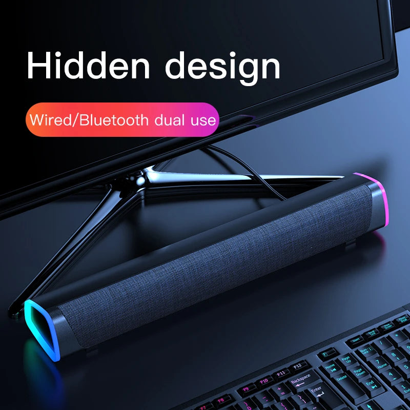 New Wireless Wired Computer TV Stereo Speakers 4D Surround Soundbar Subwoofer Sound Bar FM Radio LED For  Laptop PC Theater Aux