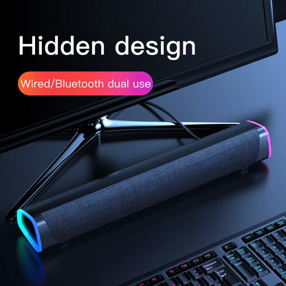 New Wireless Wired Computer TV Stereo Speakers 4D Surround Soundbar Subwoofer Sound Bar FM Radio LED For  Laptop PC Theater Aux