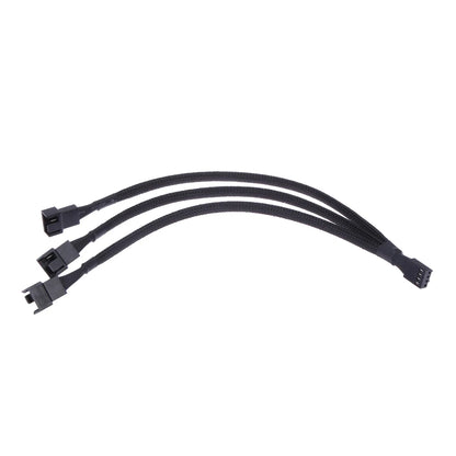 4-Pin PWM Fan Splitter Cable - 1 to 3 Ways, Black Sleeved, Extension for CPU Cooler & Case Fans