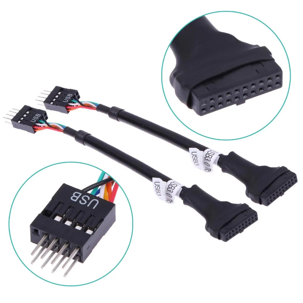 USB 3.0 20/19-Pin Female to USB 2.0 9-Pin Male Motherboard Cable