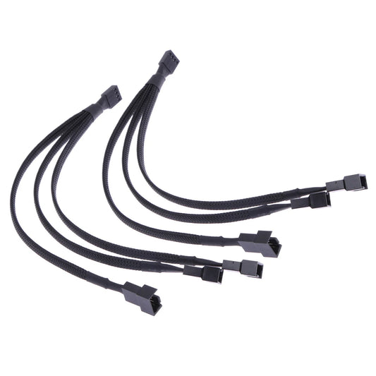 4-Pin PWM Fan Splitter Cable - 1 to 3 Ways, Black Sleeved, Extension for CPU Cooler & Case Fans