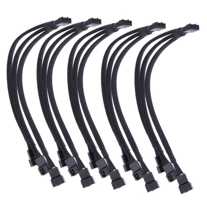 4-Pin PWM Fan Splitter Cable - 1 to 3 Ways, Black Sleeved, Extension for CPU Cooler & Case Fans