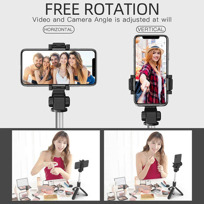 Professional Tripod Selfie Stick for Mobile Phone Photo Rotating Pole Bluetooth Remote Control Stand Live Broadcast Holder