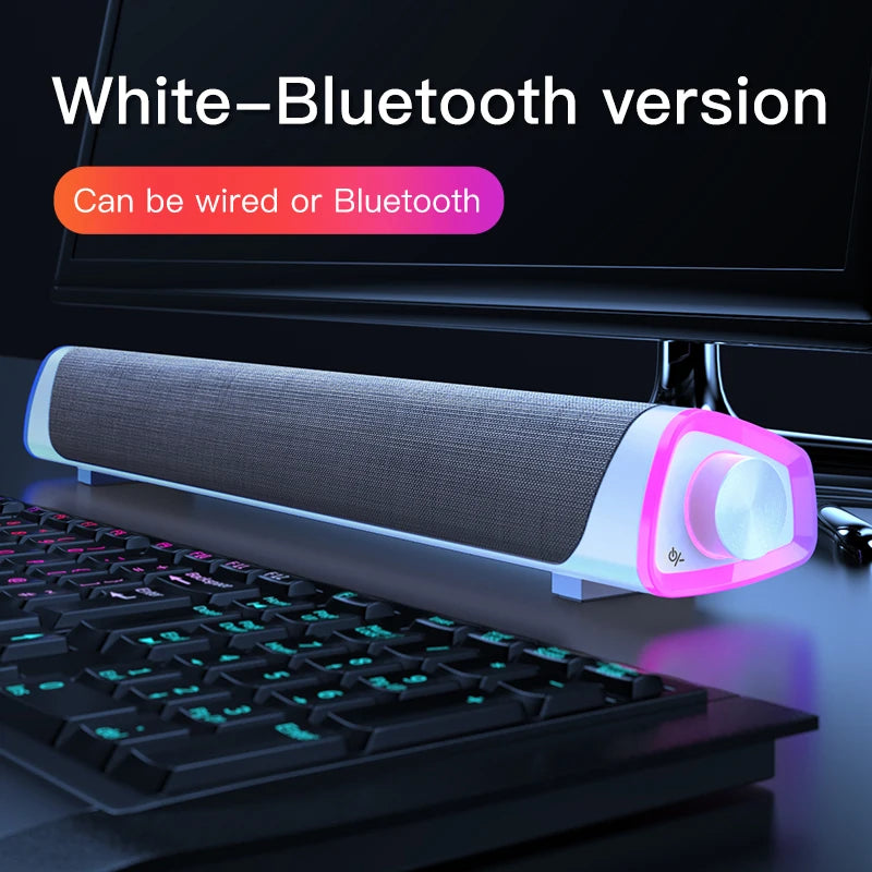 New Wireless Wired Computer TV Stereo Speakers 4D Surround Soundbar Subwoofer Sound Bar FM Radio LED For  Laptop PC Theater Aux