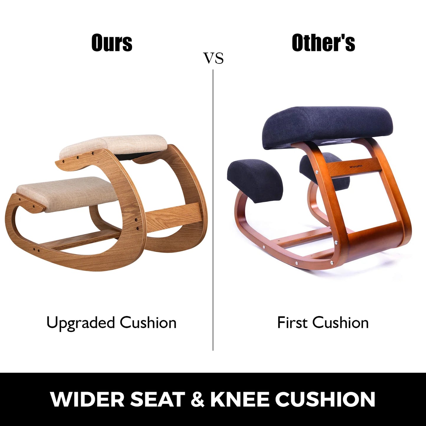 Vevor Ergonomic Wooden Kneeling Chair – Posture Correcting Office Stool with Thick Cushion